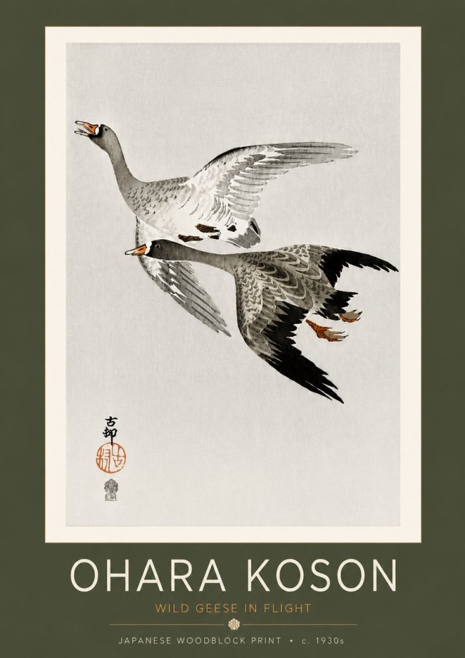 Ohara Koson Wild Geese in Flight III No4 - Póster
