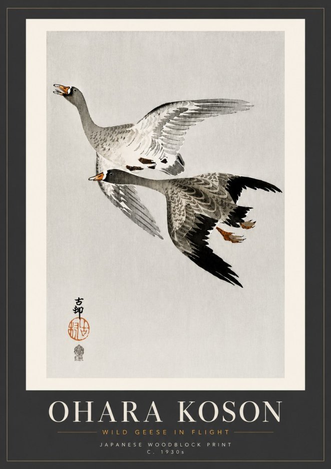 Ohara Koson Wild Geese in Flight III No5 - Póster