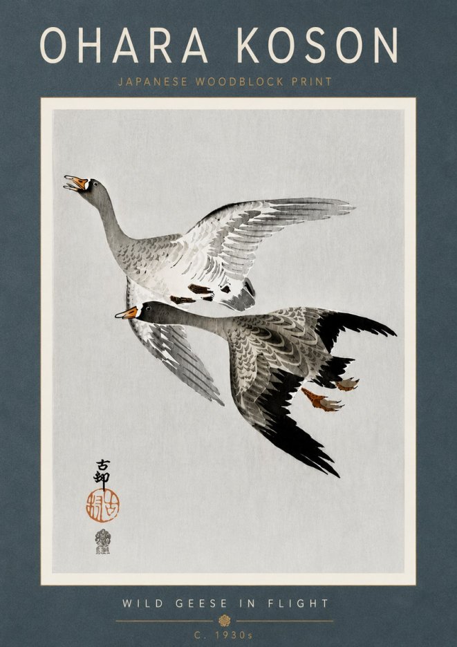 Ohara Koson Wild Geese in Flight III No6 - Póster