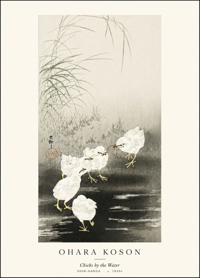 Ohara Koson Chicks by the Water No1 - Póster