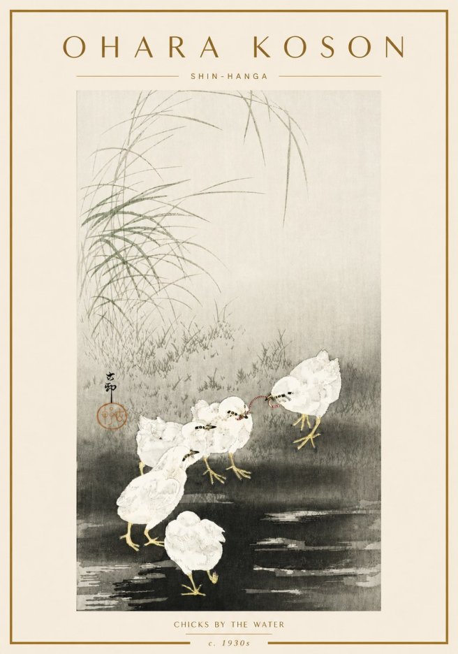 Ohara Koson Chicks by the Water No6 - Póster