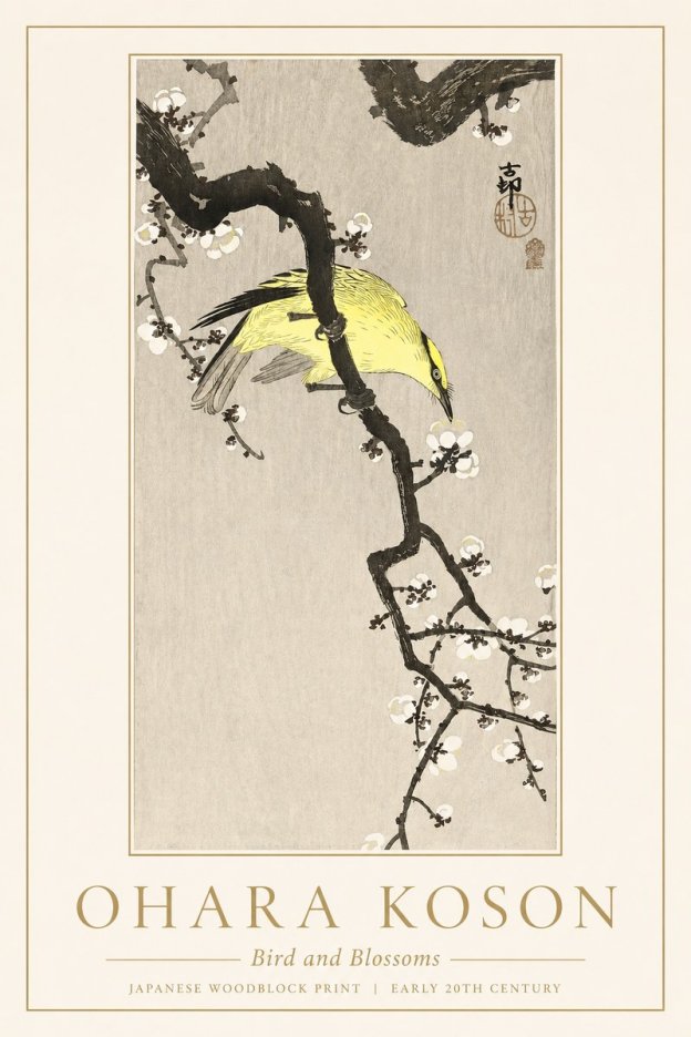 Ohara Koson Bird and Blossoms No1 - Póster