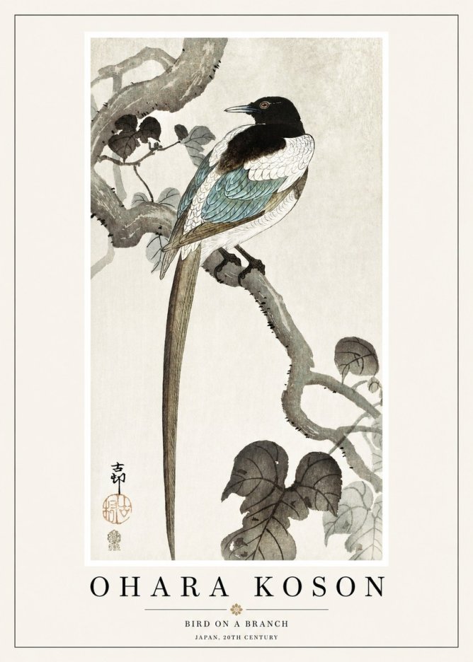 Ohara Koson Bird on a Branch IV No1 - Póster