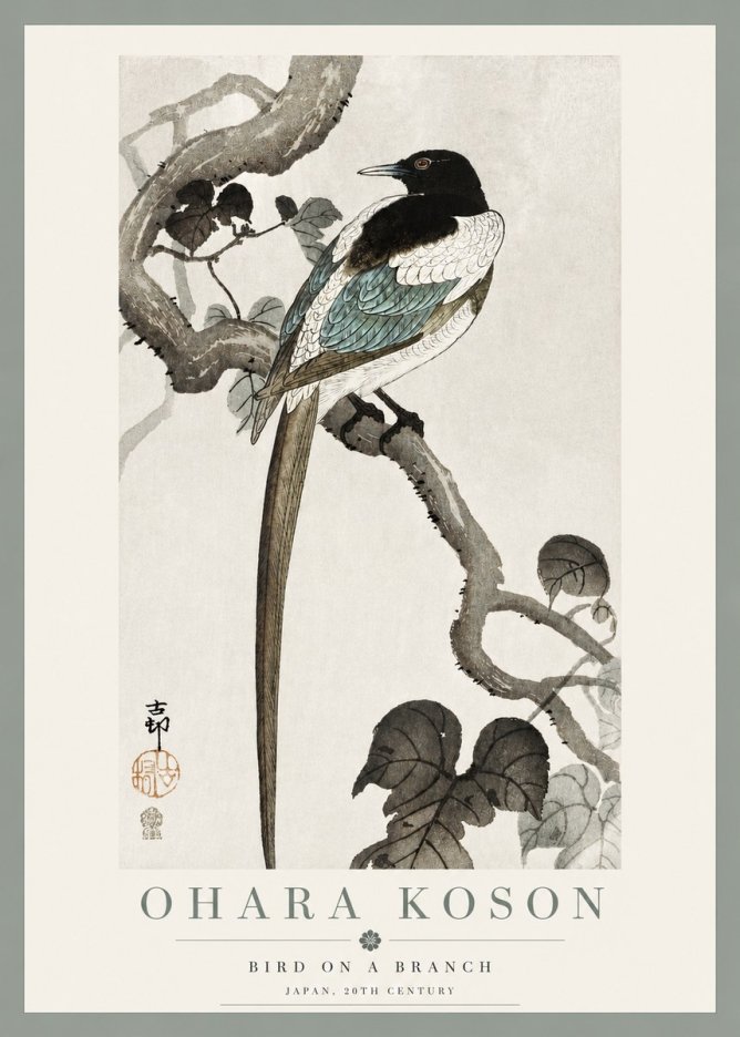 Ohara Koson Bird on a Branch IV No3 - Póster