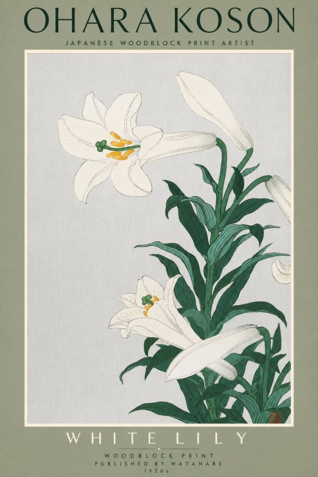 Ohara Koson White Lily No2 - Póster