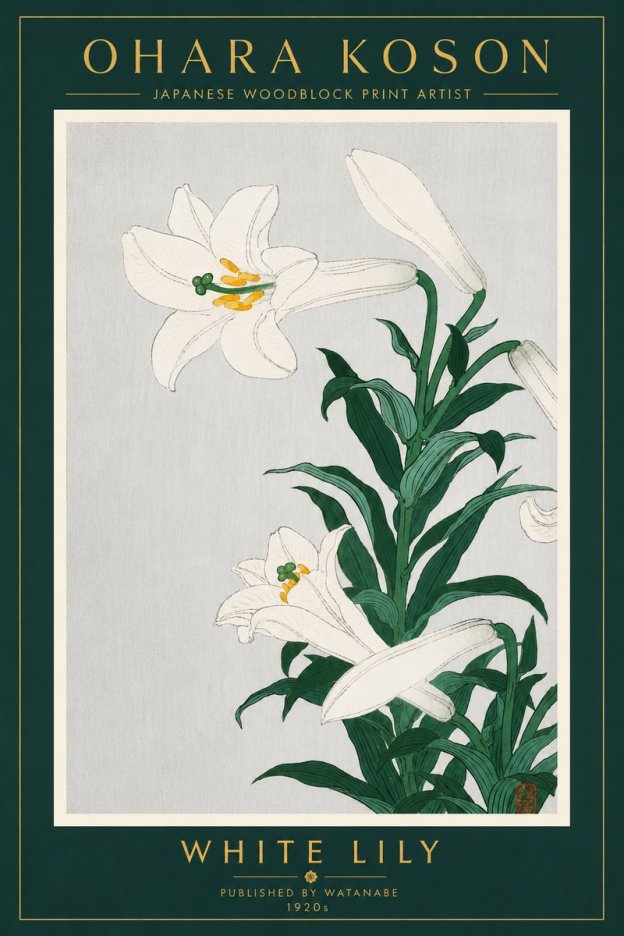 Ohara Koson White Lily No4 - Póster