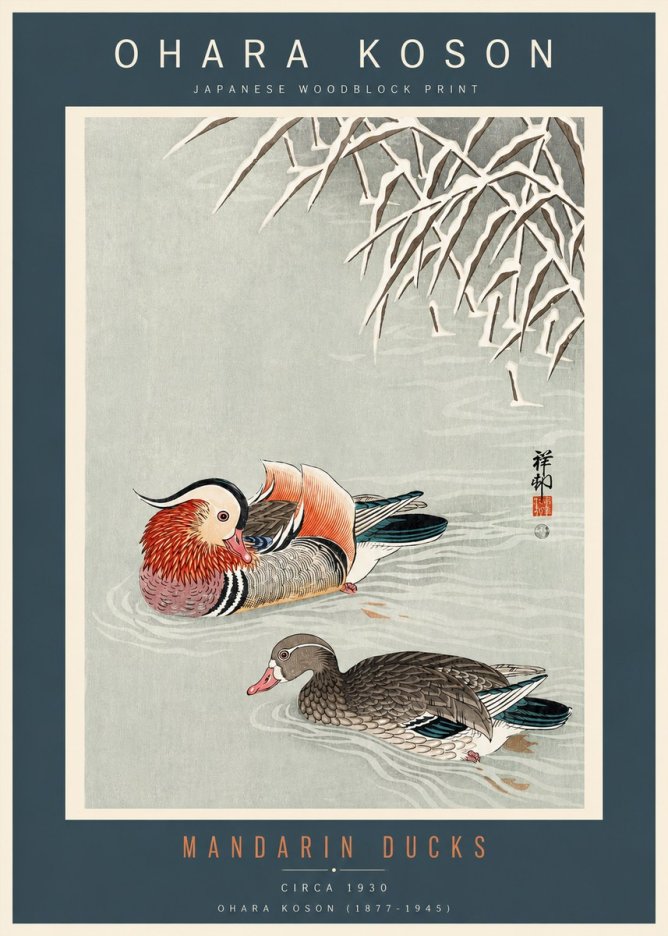 Ohara Koson Mandarin Ducks No3 - Póster