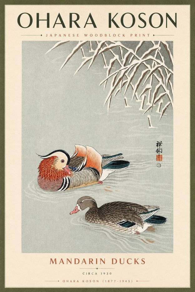 Ohara Koson Mandarin Ducks No4 - Póster