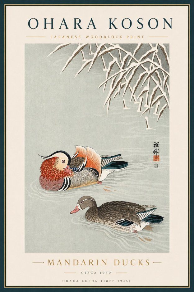 Ohara Koson Mandarin Ducks No5 - Póster