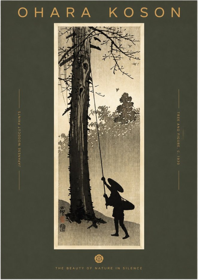 Ohara Koson Tree and Figure No2 - Póster