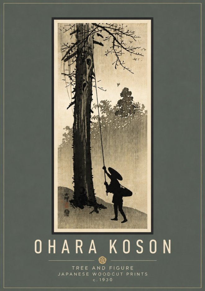 Ohara Koson Tree and Figure No6 - Póster