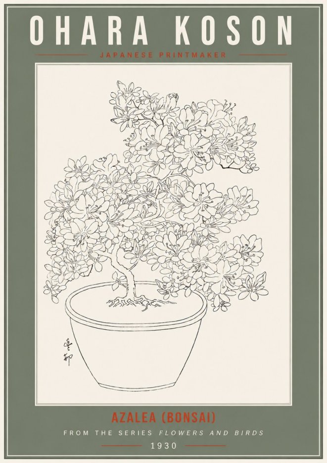 Ohara Koson Azalea (Bonsai) No2 - Póster