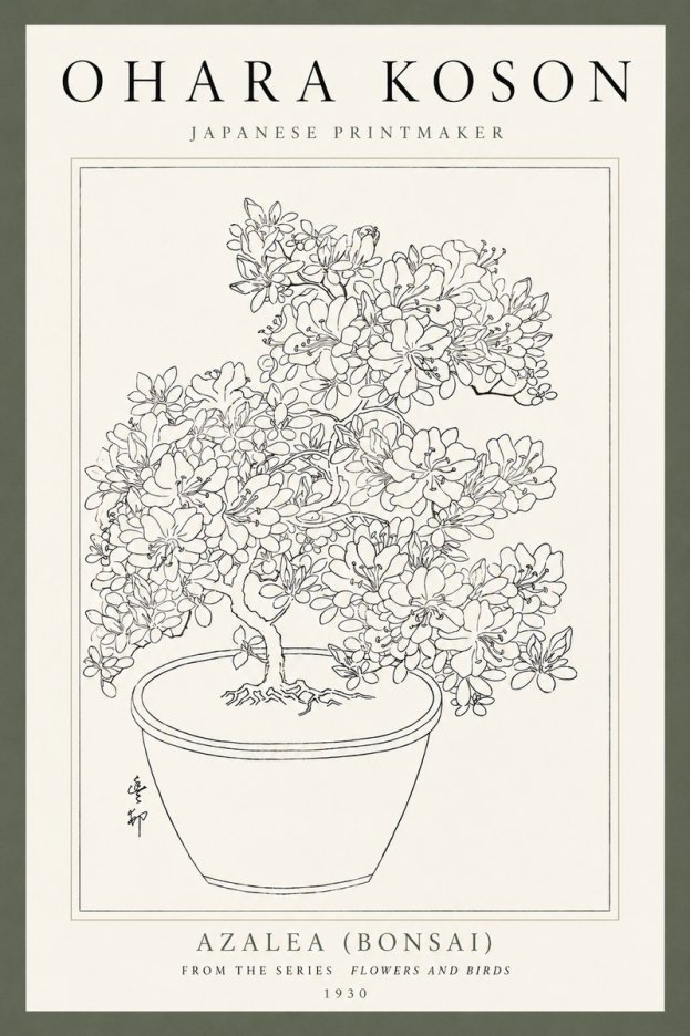 Ohara Koson Azalea (Bonsai) No4 - Póster