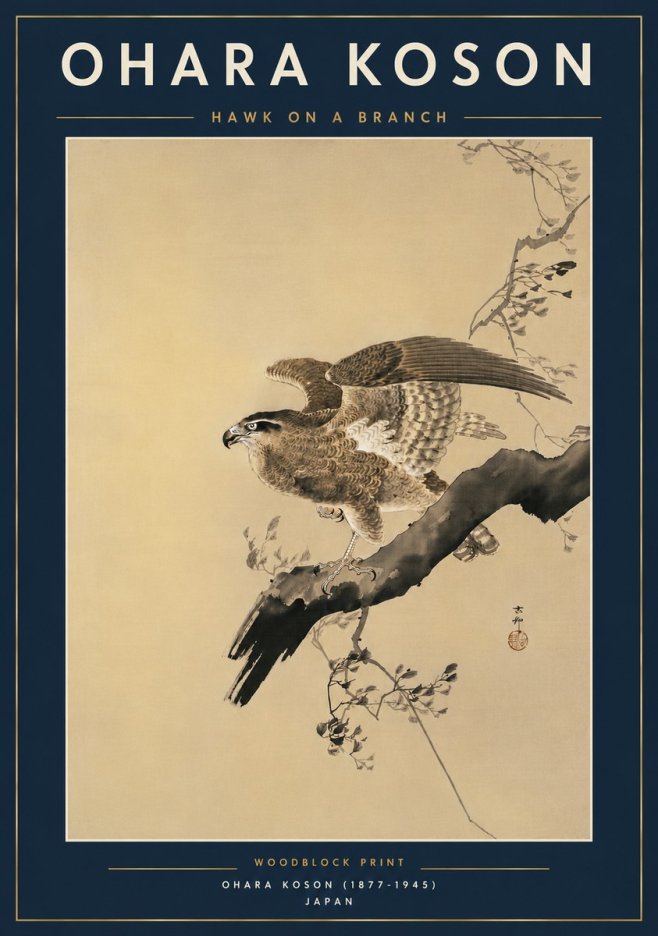 Ohara Koson Hawk on a Branch I No6 - Póster