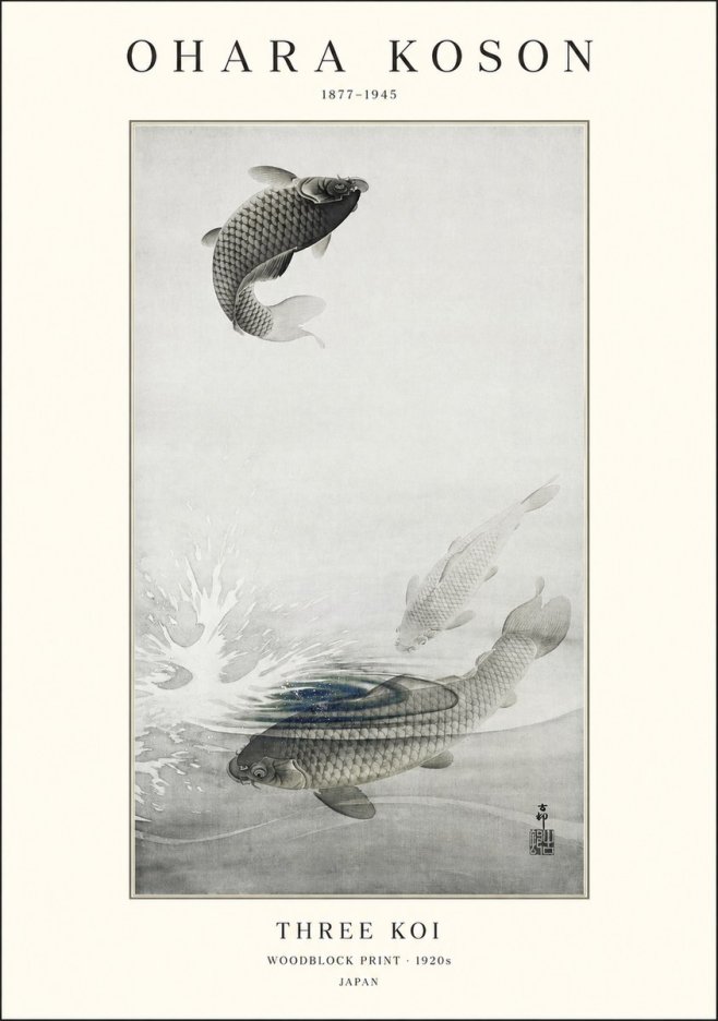 Ohara Koson Three Koi No1 - Póster