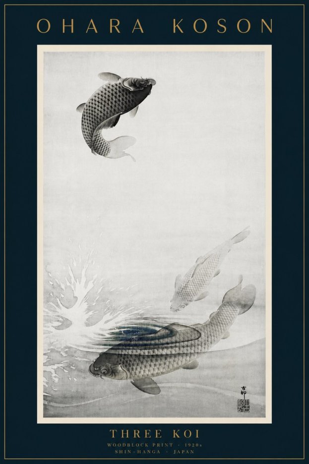 Ohara Koson Three Koi No6 - Póster