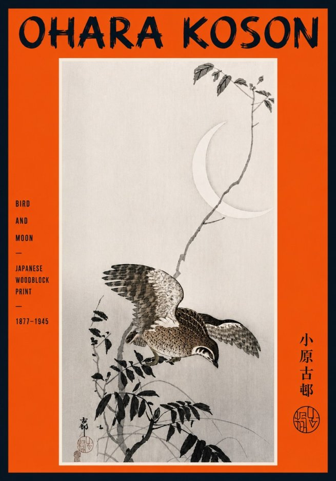Ohara Koson Bird and Moon No5 - Póster