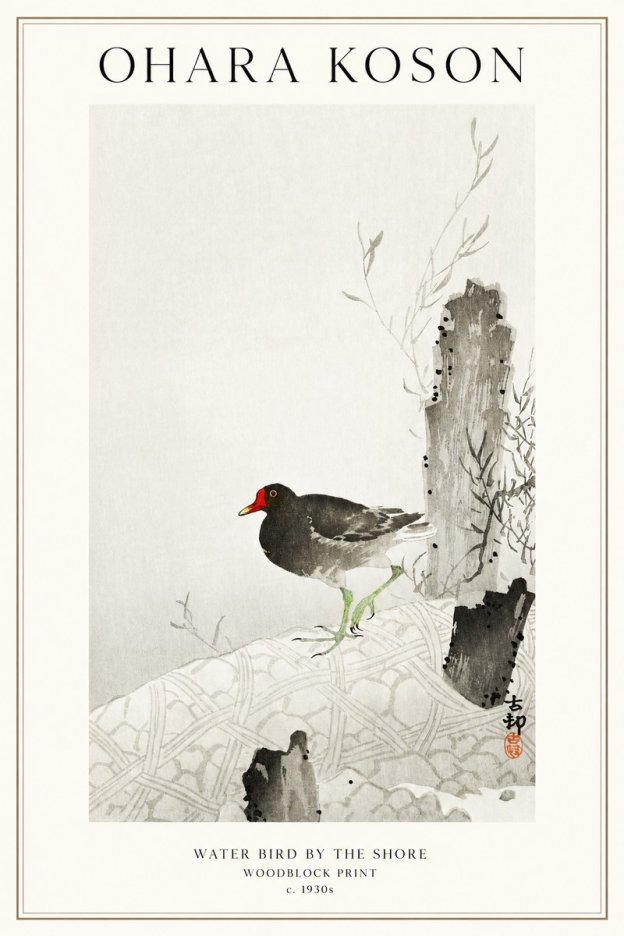 Ohara Koson Water Bird by the Shore No1 - Póster