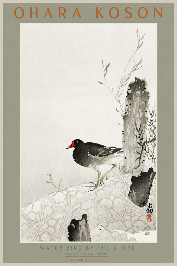 Ohara Koson Water Bird by the Shore No2 - Póster