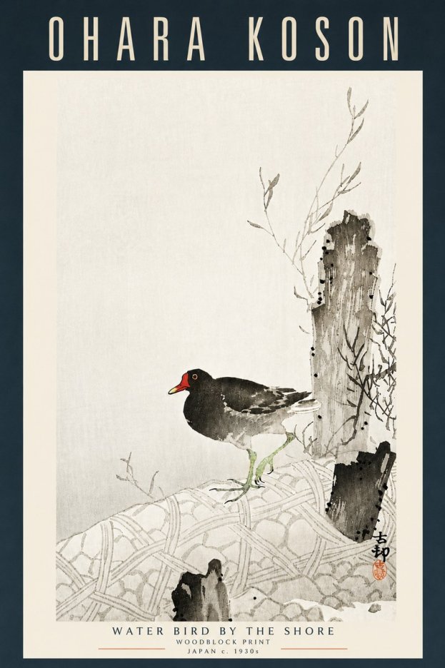 Ohara Koson Water Bird by the Shore No5 - Póster