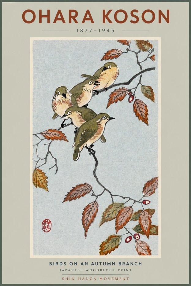 Ohara Koson Birds on an Autumn Branch No2 - Póster