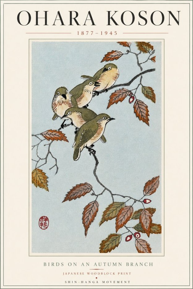 Ohara Koson Birds on an Autumn Branch No5 - Póster