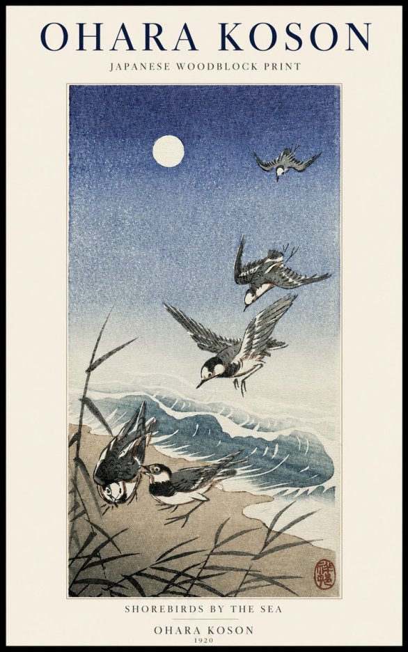 Ohara Koson Shorebirds by the Sea No1 - Póster