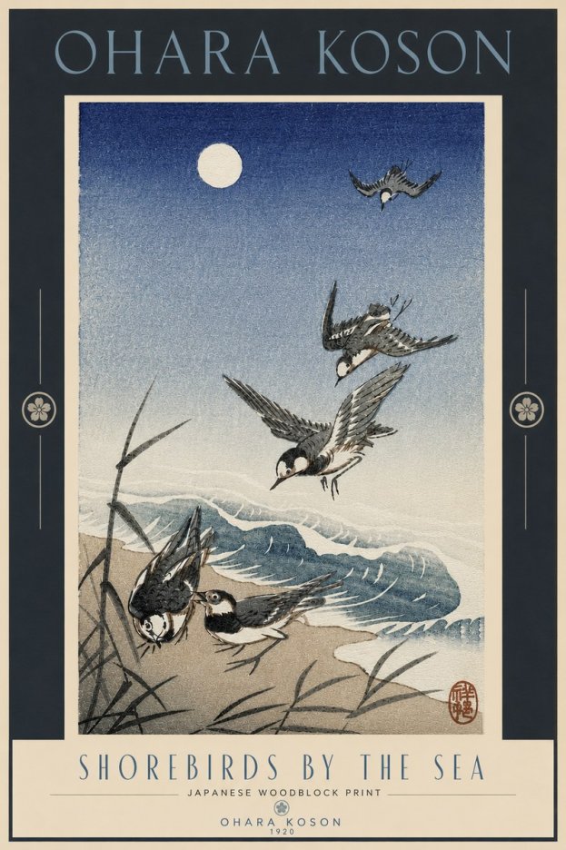 Ohara Koson Shorebirds by the Sea No4 - Póster