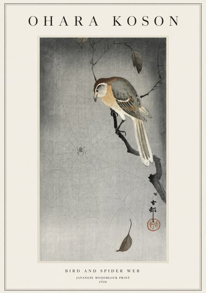 Ohara Koson Bird and Spider Web II No1 - Póster