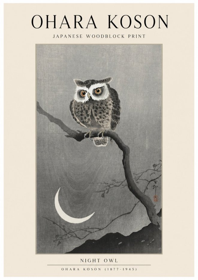 Ohara Koson Night Owl No1 - Póster