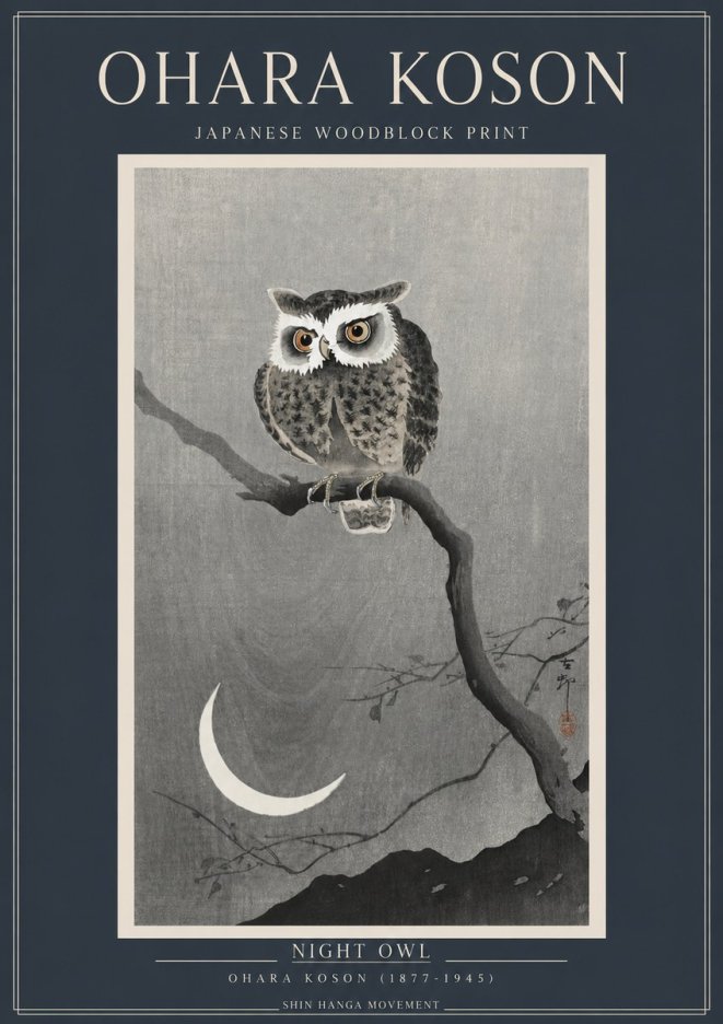 Ohara Koson Night Owl No2 - Póster