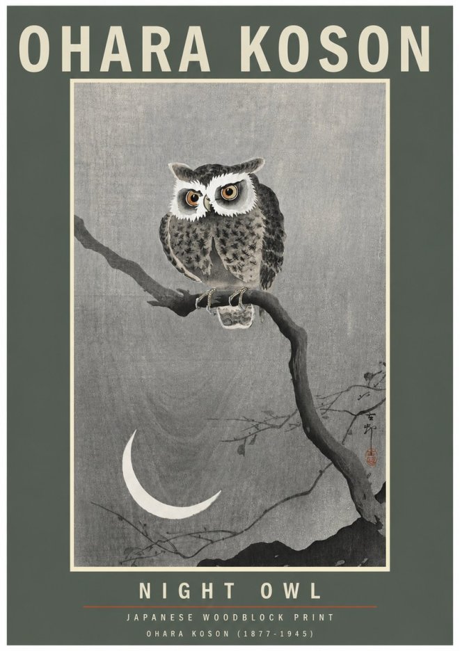 Ohara Koson Night Owl No3 - Póster