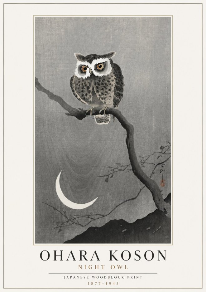 Ohara Koson Night Owl No4 - Póster