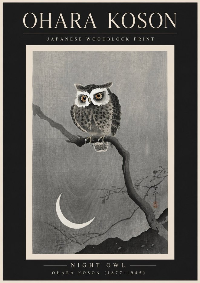 Ohara Koson Night Owl No6 - Póster