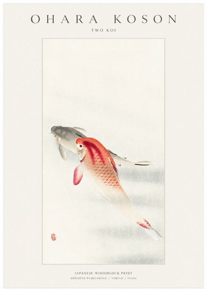Ohara Koson Two Koi II No1 - Póster