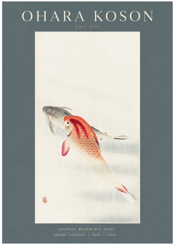 Ohara Koson Two Koi II No2 - Póster