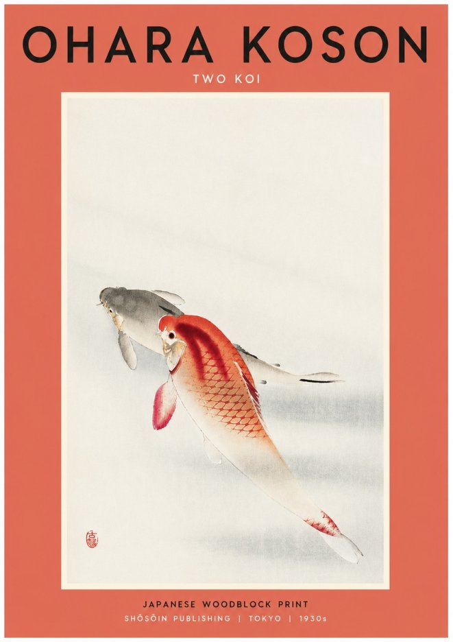 Ohara Koson Two Koi II No4 - Póster