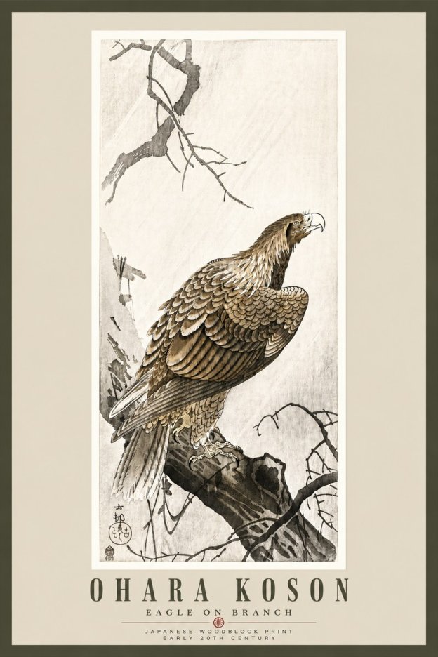 Ohara Koson Eagle on Branch No5 - Póster
