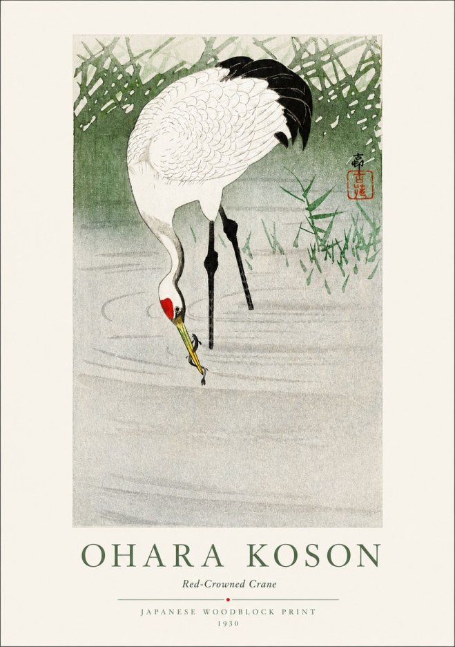 Ohara Koson Red-crowned Crane No1 - Póster