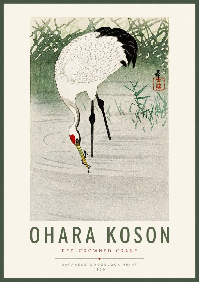 Ohara Koson Red-crowned Crane No2 - Póster