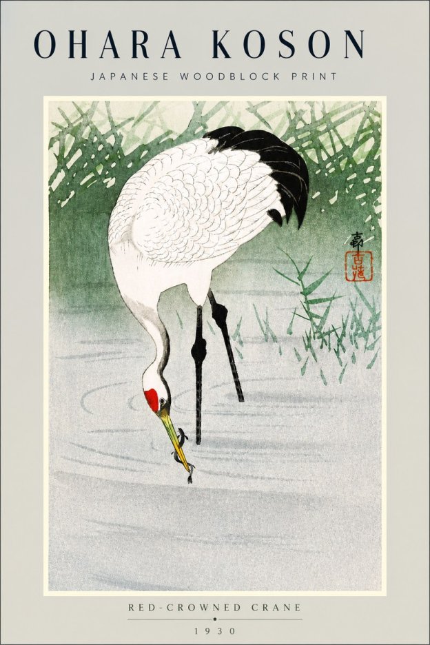 Ohara Koson Red-crowned Crane No3 - Póster