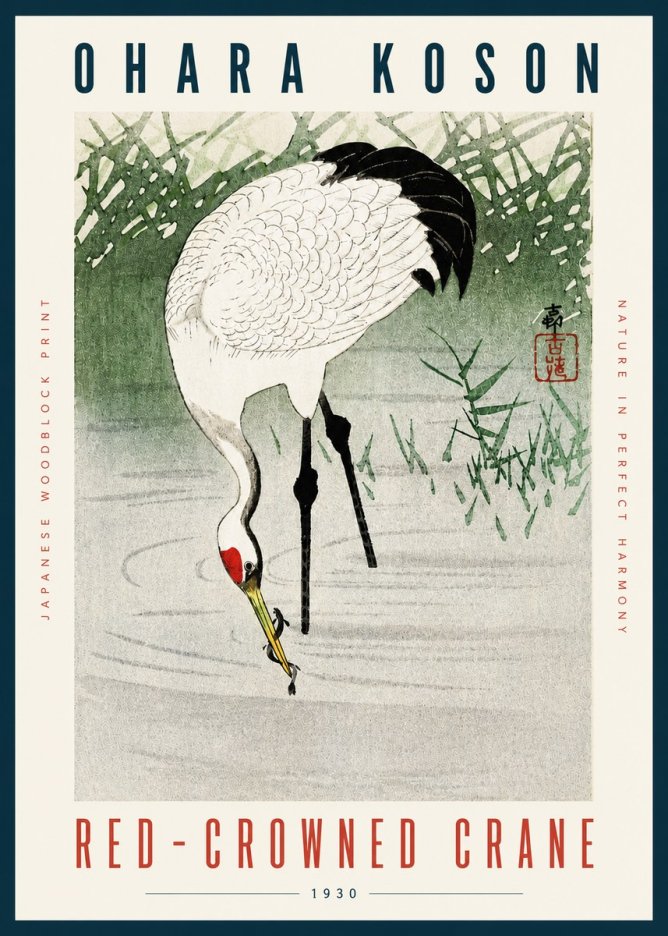 Ohara Koson Red-crowned Crane No4 - Póster