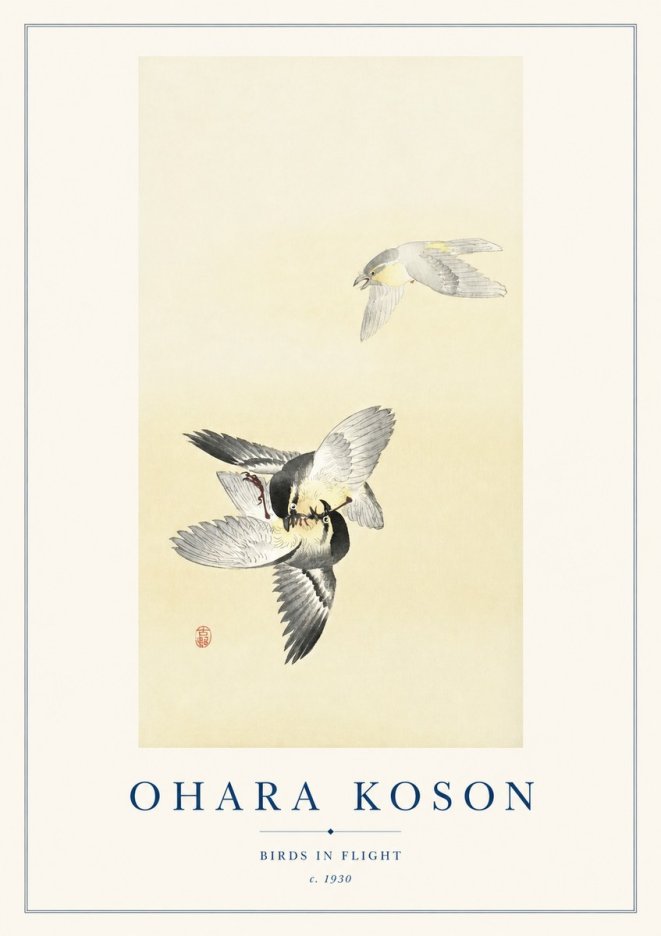 Ohara Koson Birds in Flight No1 - Póster
