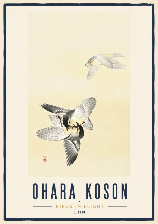 Ohara Koson Birds in Flight No3 - Póster