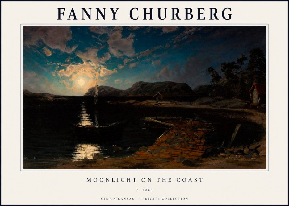 Fanny Churberg Moonlight on the Coast No1 - Póster