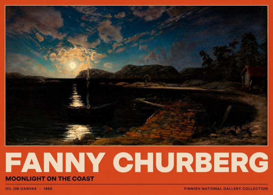 Fanny Churberg Moonlight on the Coast No2 - Póster