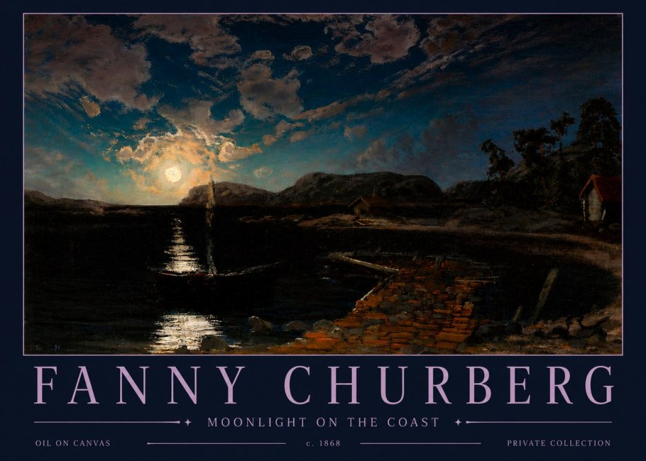 Fanny Churberg Moonlight on the Coast No3 - Póster