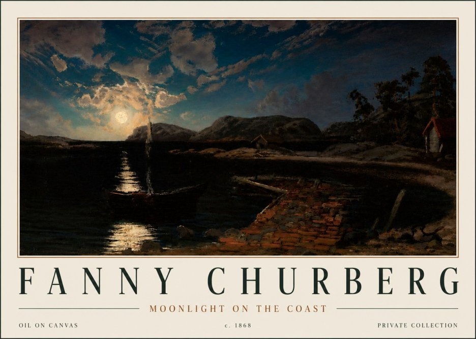 Fanny Churberg Moonlight on the Coast No4 - Póster