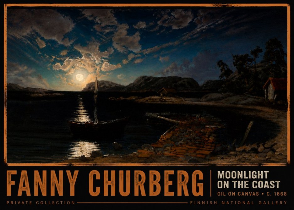Fanny Churberg Moonlight on the Coast No6 - Póster