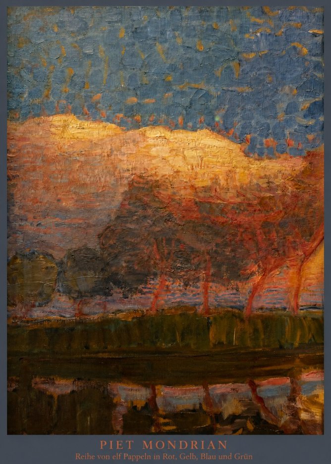Piet Mondrian Reihe Von Elf Pappeln in Rot, Gelb, Blau Und Grün No5 - Póster